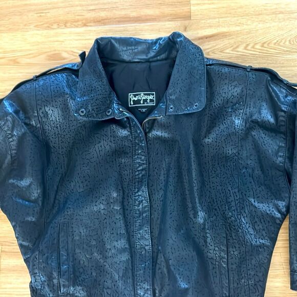 Gino di Giorgio by Comint Vintage Leather Jacket Womens Medium Black Bomber - Picture 3 of 10